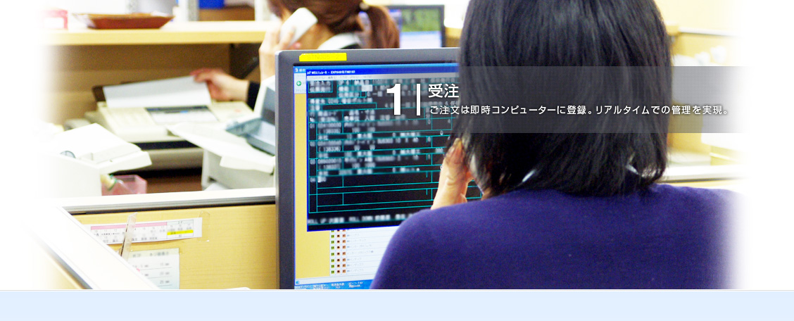 受注 ご注文は即時コンピューターに登録。リアルタイムでの管理を実現。